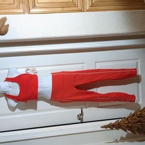 Two pc! NWT Ladies Fabletics yoga exercise work out jog. $140msrp Elec.cherry M